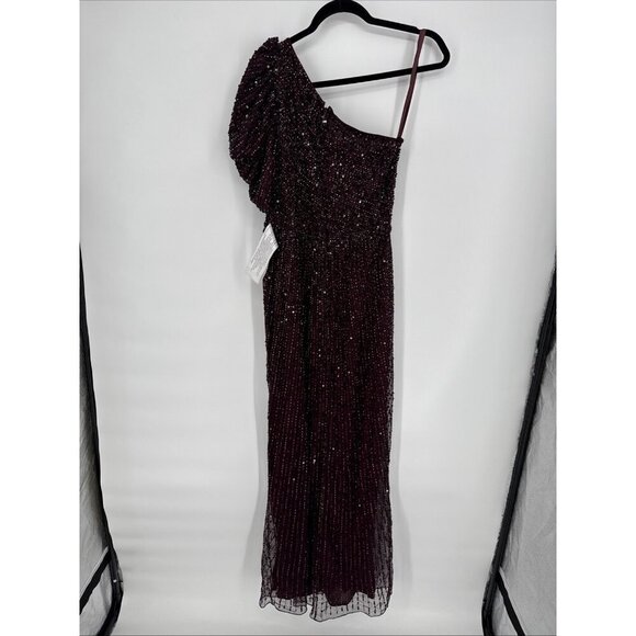 SOLD Mac Duggal Size 8 Purple 5622 EMBELLISHED PUFF ONE SHOULDER Formal GOWN - Picture 7 of 11